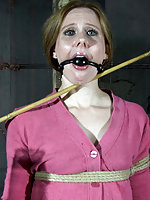 Cute lady gets roped, stripped, clamped, and suspended